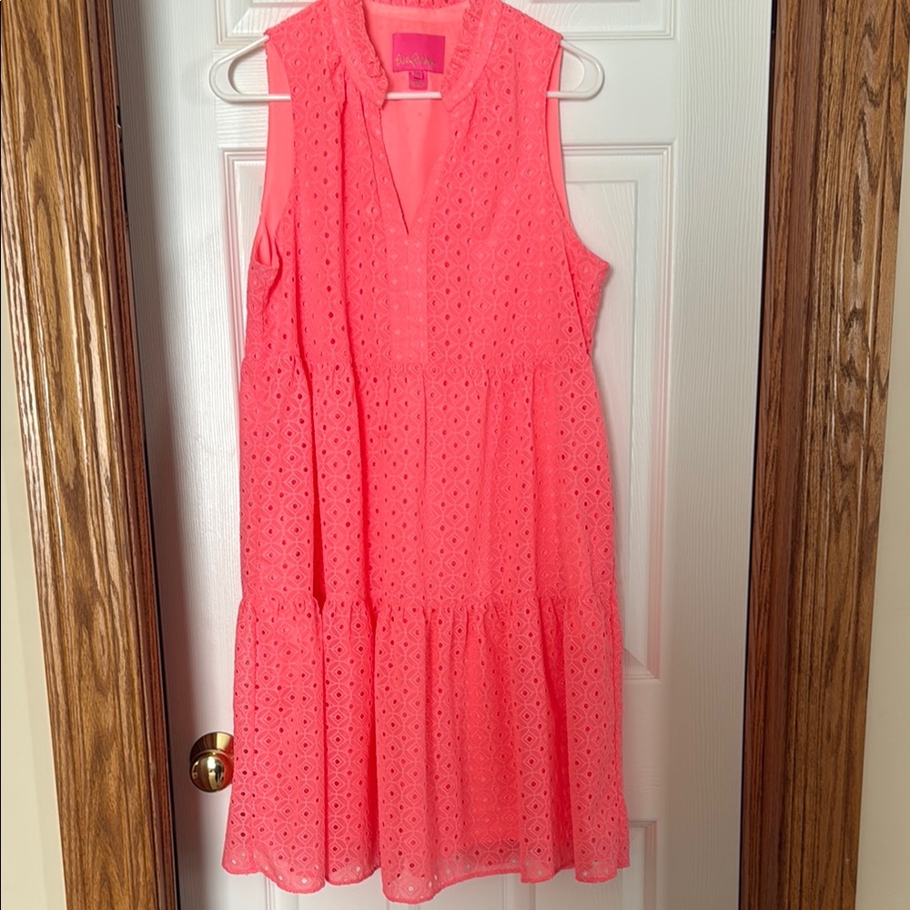 Lilly Pulitzer Orange and Pink Ruffled Tiered Sundress